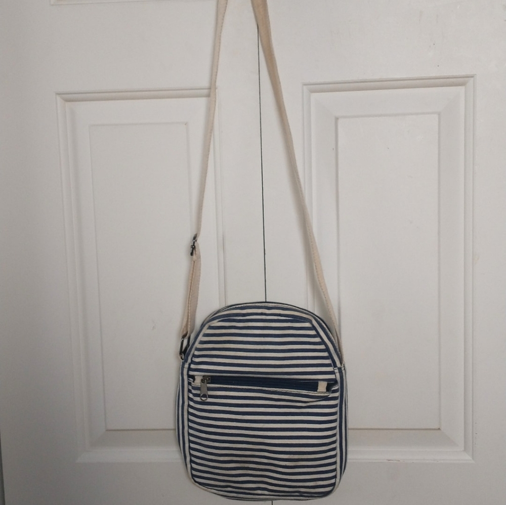 Blue and white striped bag